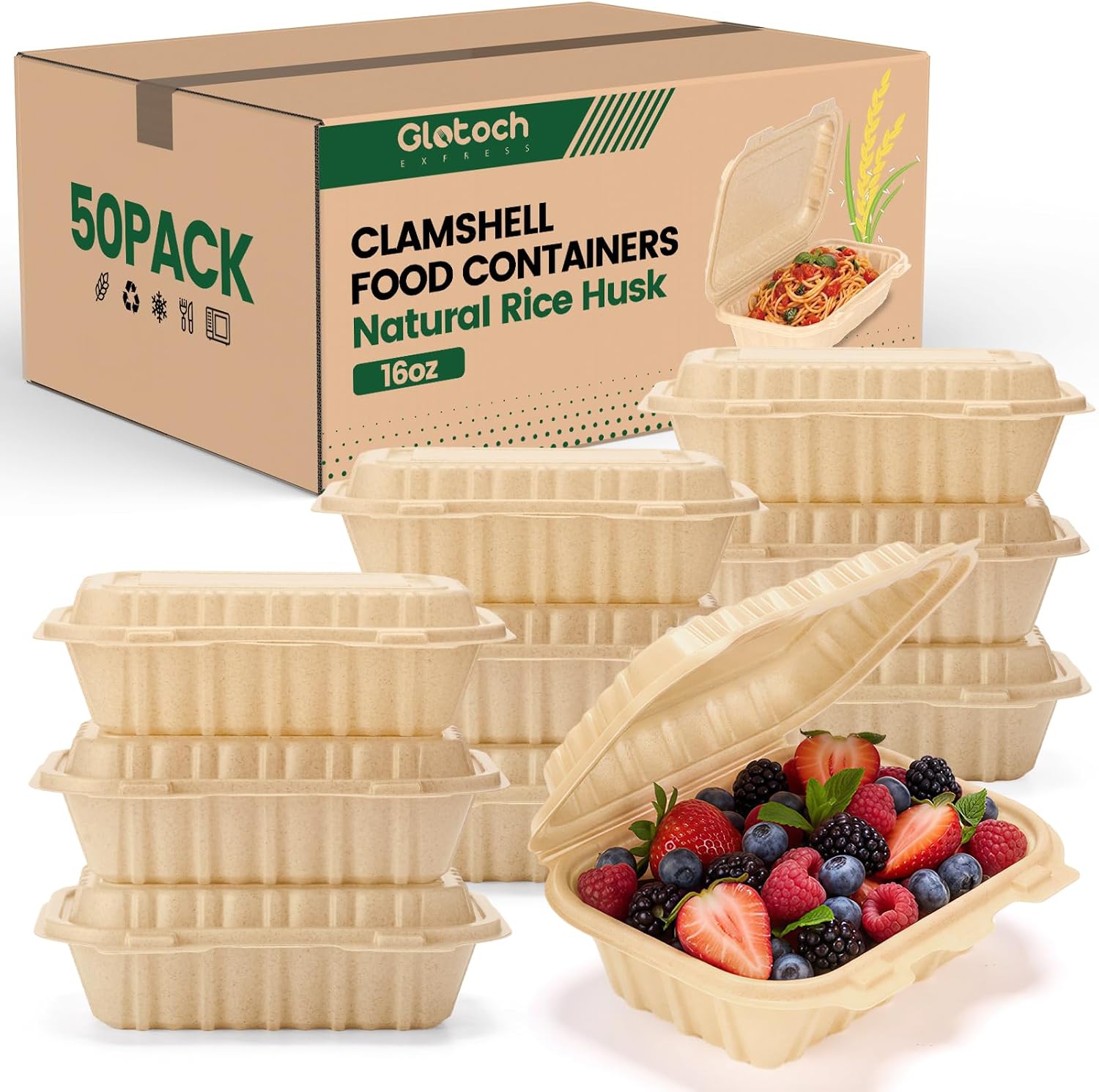 Meal Prep Pasta - Confezione da 50 Contenitori Clamshell da